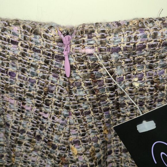 Context Lined Lavender Tweed Flirty Hem Skirt - Picture 5 of 9